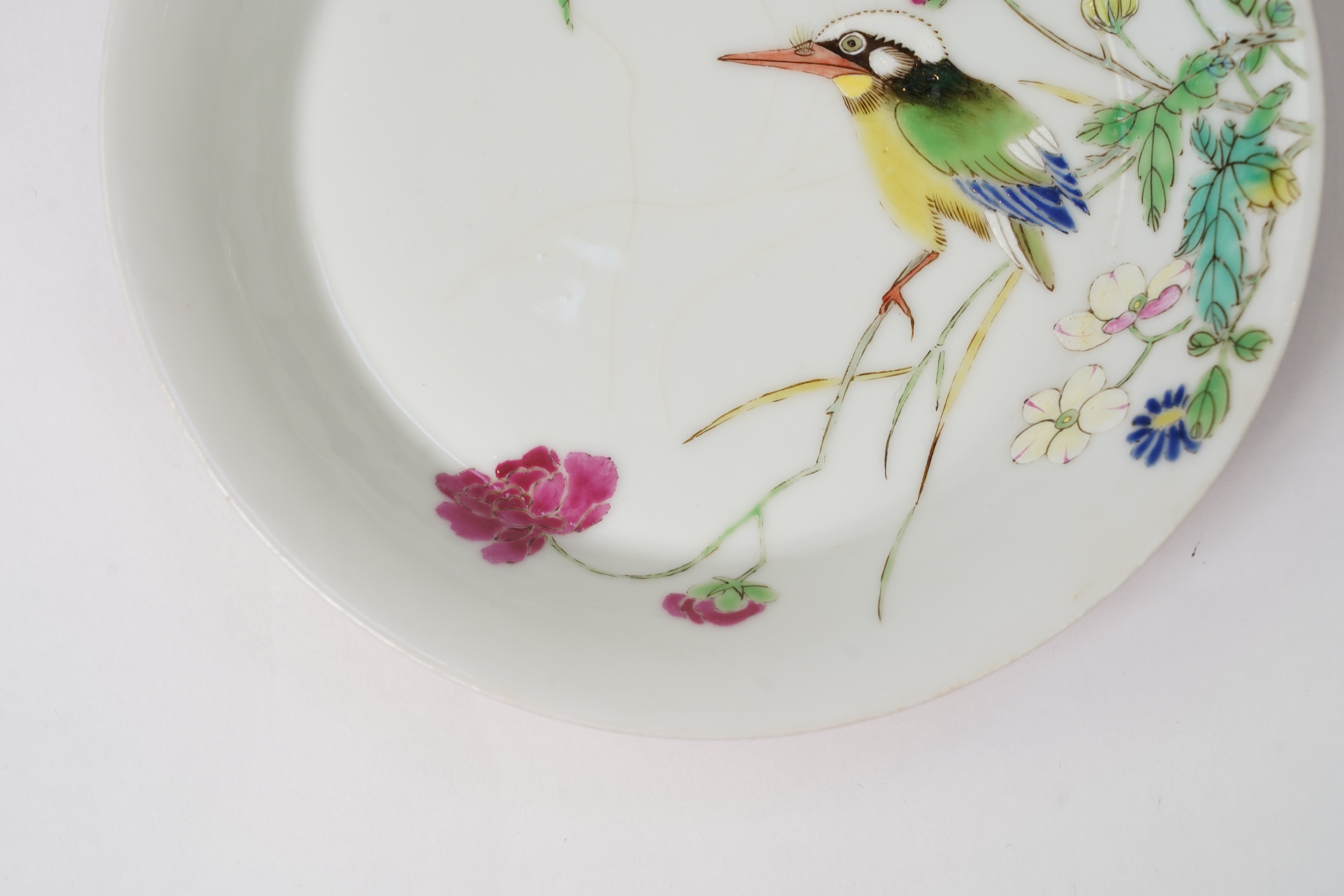 A Chinese ruby backed ‘kingfisher’ saucer dish, possibly Republic period